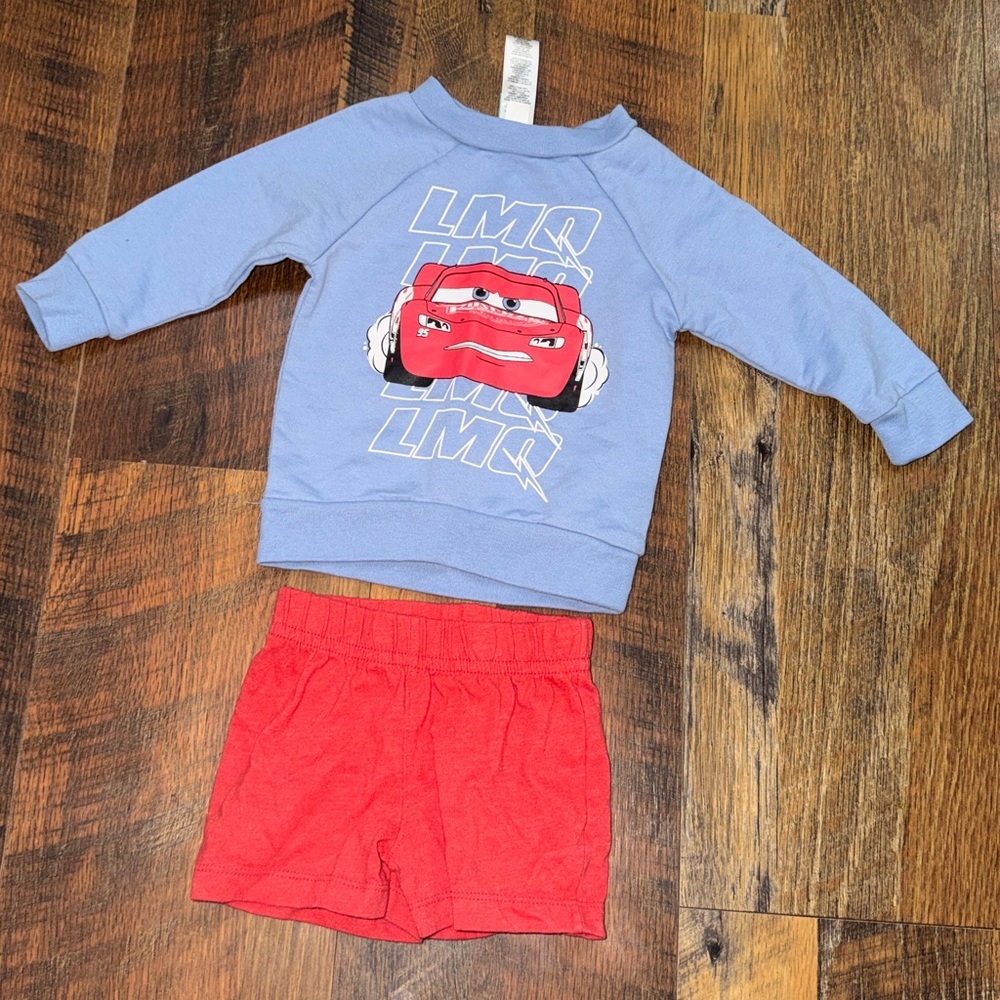 Disney Lightning McQueen Sweater Blue Red Baby Outfit - Picture 3 of 7